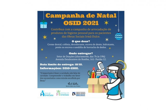 Campanha de Natal arrecada doações para pacientes das Obras Sociais Irmã Dulce